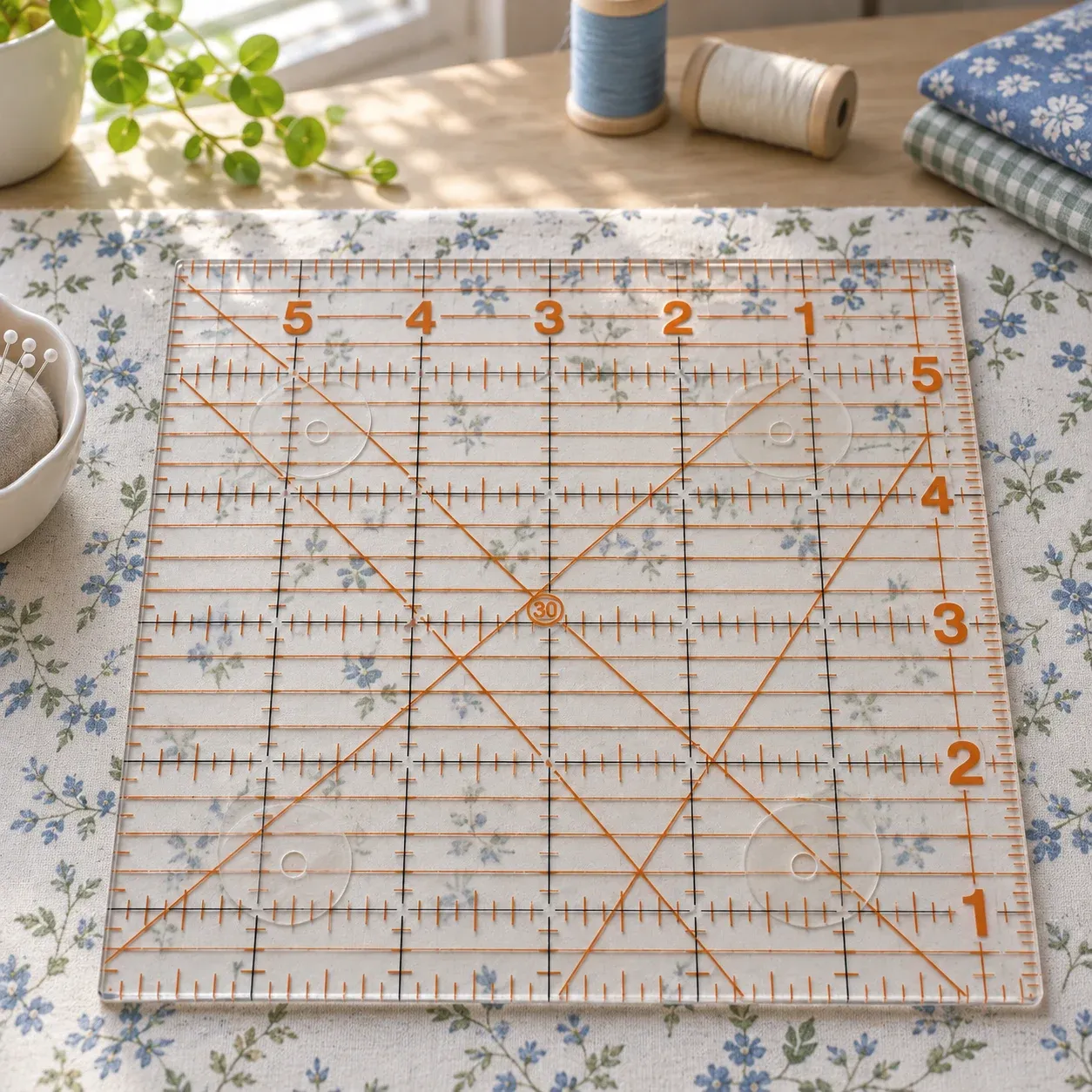 Fern Ruler Grip Rings in functional sewing-room use
