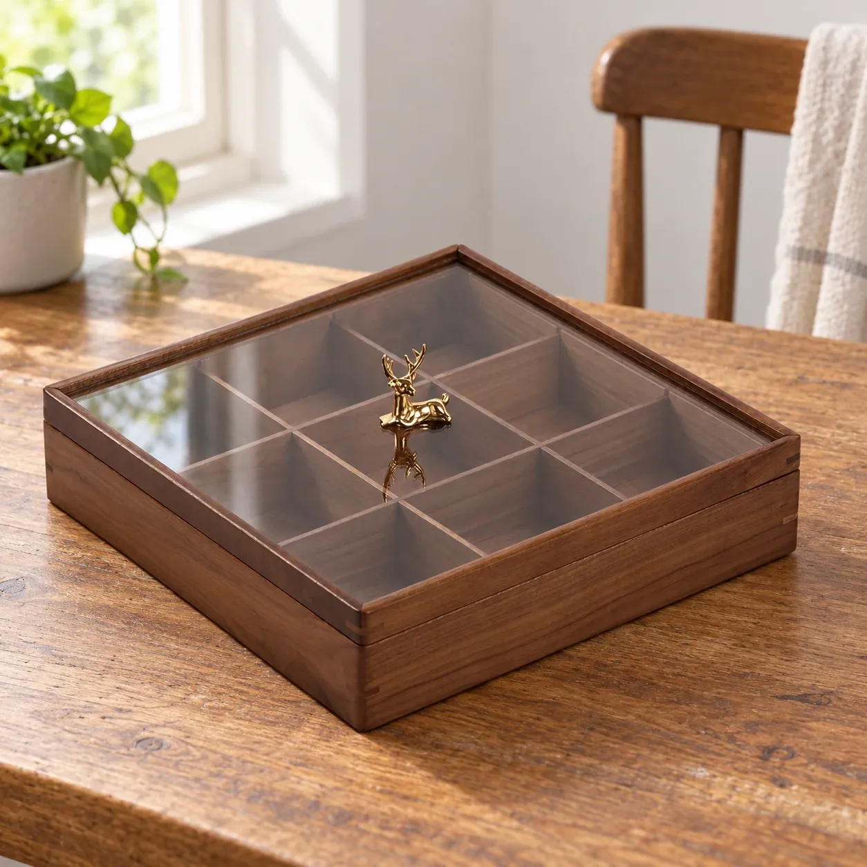 Estella Notions Box - Walnut Brown / Clear - complete item