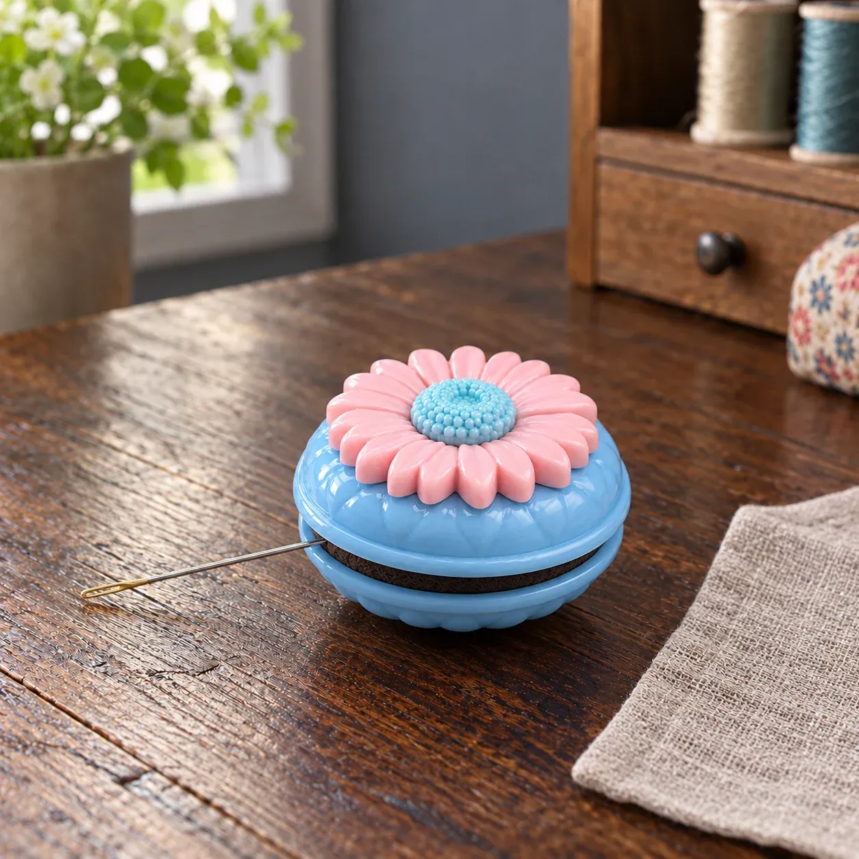 Eulalie Flower Pincushion — Blue / 3.5cm