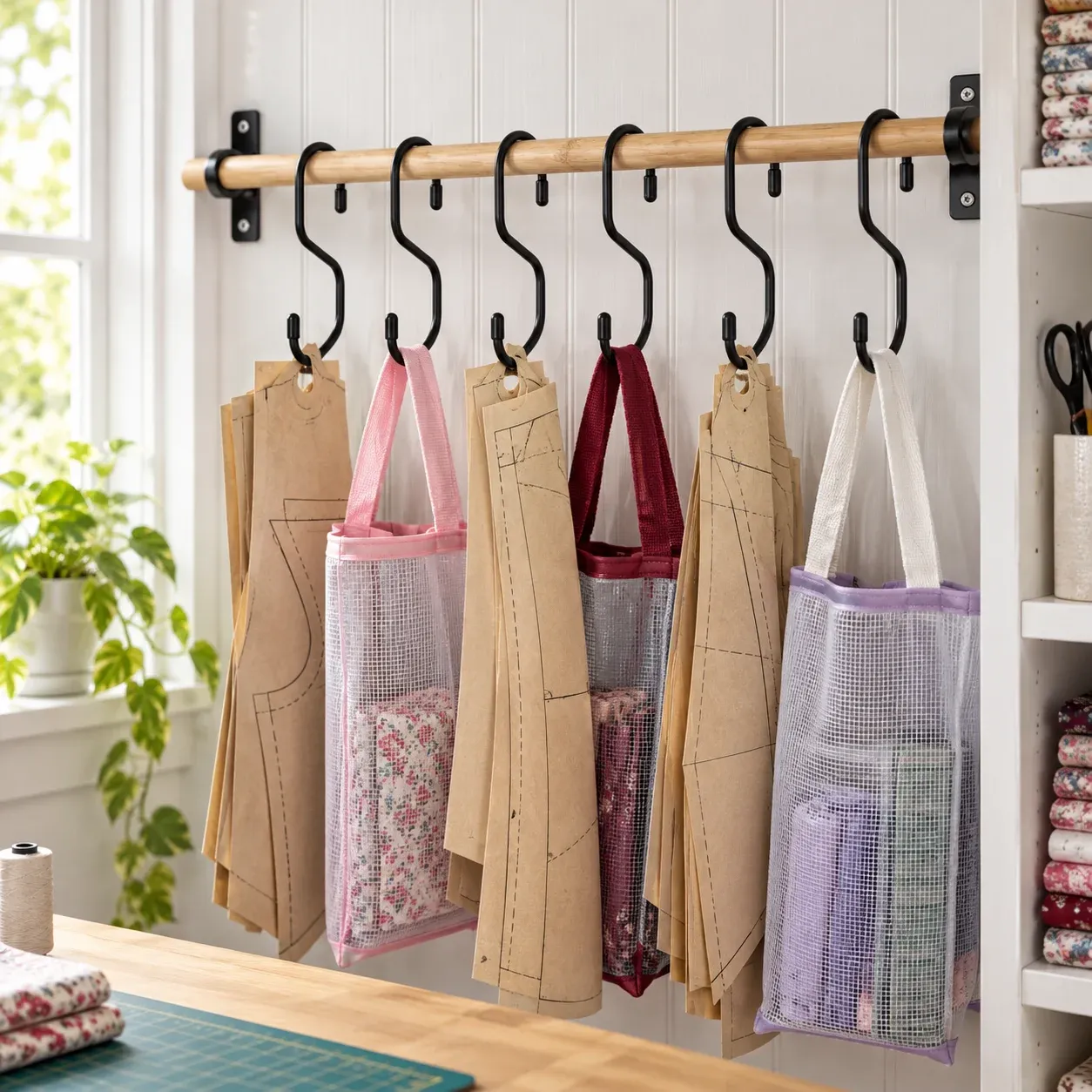 Hattie Pattern Hooks in functional sewing-room use