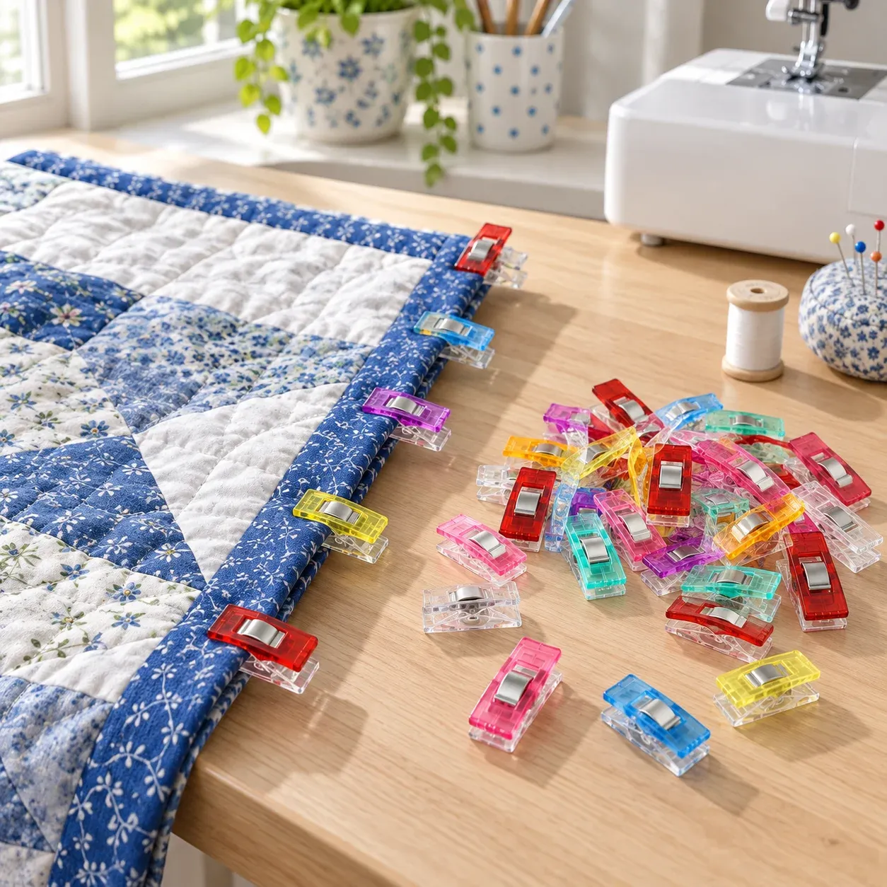 Celia Binding Clips in functional sewing-room use